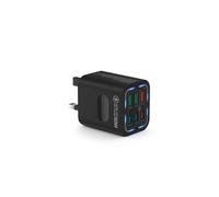 USB C Plug Fast Charger, 50W 6 Port USB Plug UK 3 Port PD Power Adapter +3 QC Multi Mains Wall Charger Multiport Type C Charging Plug for iPhone 16 15 14 13 12 11 Pro Max Plus XS XR SE 8,iPad,Samsung