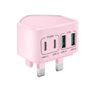 USB C Plug Fast Charger, Multi USB Plug UK for iPhone 16 15 14 13 12 11 Pro Max Plus, iPad, Samsung, Fast Charging Plug 40W 4-Port Dual Type C Power Adapter+QC Multiport Wall Plug Charge Head