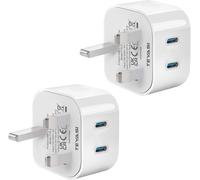 USB C Plug for iPhone 17 Fast Charger Plug,2 Pack 25W Dual Type C Wall Charging Plug For Apple iPhone Adaptor UK For iPhone 16 15 14 13 12 11 Pro Max Plus, Pad Pro Air Mini, Head Adapter Charge
