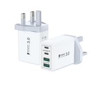 USB C Plug UK, 2Pack 40W 4-Port Fast Charger Plug Dual PD Power Adapter+QC Double Wall Plug Multi Type C Charging Plug for iPhone 17 16 15 14 13 12 11 Pro Max Plus, Samsung USBC Plug Fast Chare Head