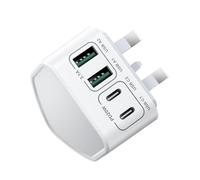 USB C Plug UK, 40W 4-Port USBC Plug Fast Charge Multi Charger Plug Dual PD Power Adapter +QC Wall Charger Head Multiport Type C Charging Plug for iPhone 17 16 15 14 13 12 11 Pro Max, Samsung, iPad