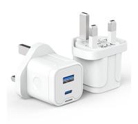 USB C Plug,USB and Type C iPhone Charger Plug UK USBC Port Wall Plugs Adaptor UK 25W Fast Charge Compatible with iPhone 17 Pro Max Air 16e 16 Plus 16 Pro Max 15 14 13 12 11 SE/Watch/iPad A16 10th M3