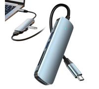 USB C Port Hub - Portable USB C Splitter,6-in-1 Data Transmission Device for Tech Enthusiasts Laptop Users Professionals Office Home Coffee Shop Presentation Setup