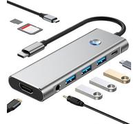 USB C Port Hub - Tragbarer USB C -Adapter Multiport | Datenübertragungsadapterstation Erweitert Sich Für Moderatoren -Profis Tech -Enthusiasten Studenten Geschäftstreffen Offices Home
