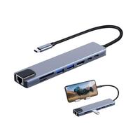 USB C Port Hub | USB C Ethernet Multiport Adapter | 8 in 1 Docking Station 5Gbps High-Speed Data Transfer 4K USB Data Ports for Printer Camera Keyboard