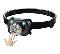USB-C Powered Rechargeable Headlamp with Gesture Control 3 Illumination Modes 200 Meter Reach Adjustable Light Direction for Climbing and Exploration (Black)