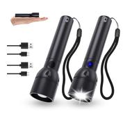 USB C Rechargeable Flashlight High Lumen -800L Super Bright Flashlight 12 Hours Long Life 5 Modes Zoomable Waterproof Pocket Powerful Tactical LED Flashlight Emergency Camping Outdoor 2pcs