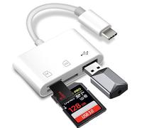 USB C SD Card Reader, ADRUDY SD Card Reader for iPhone 15 16 iPad/Mac/Android Devices, 3 in 1 Memory Card Reader with SD/MicroSD & USB Port, Plug and Play