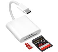 USB C SD Card Reader for iPhone 15 16 17, iPad Pro/mini/Air, MacBook Air/Pro, Samsung S25/S24,Type C Card Reader with Dual Slot Memory Card Reader Trail Camera Card Viewer USB C to SD Card OTG Adapter