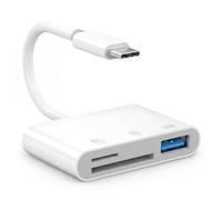 USB C SD Card Reader for iPhone 17e 17 16 15 Pro Max Air, Micro SD TF SS Memory Card Adapter for Apple iPad/MacBook, Digital Camera Viewer Transfer Converter Lector de Tarjetas para Phone Adaptador