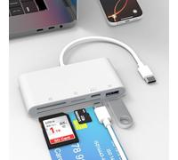 USB C SD Card Reader for iPhone, 5-in-1 Multi Memory Card Reader with SD+TF+Smart Card Slot+USB OTG+USB-C Port, DOD Military USBC Common Access CAC Smart ID Card Reader for iPhone 16/iPad/Mac/Laptop