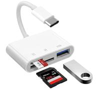 USB C SD Card Reader for iPhone with USB, 3 in 1 USB C to SD Card Reader with SD/Micro SD/USB3.0,Camera Memory Card Reader Adapter for iPhone 17/16/15/14/13, iPad, MacBook, Samsung, Plug & Play