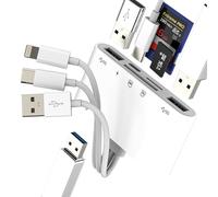USB C SD Card Reader USB OTG 3.0 Adapter for iPhone 17 16 15 14 13 Pro Max Micro SD Memory Digital Camera Compatible with Samsung S26 S25 Lightning Flash External Laptop Type C Slot Connector Compact