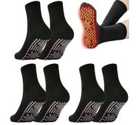 USB C Self Heating Socks - Unisex Winter Thermal Socks, Magnetic Therapy, Warm & Comfortable - 3 Pairs Black
