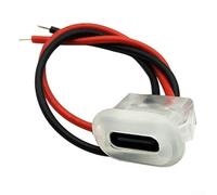 USB C Socket, 2Pin Input Charging with LED Light Waterproof Transparent for Outdoor Use Power Port Type-C(No light)