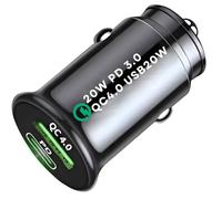 USB C Socket In Car USB Charger 2 Ports Fast Charge, 40W PD Fast & QC 4.0 Dual Port 12V Car Cigarette Lighter Extension, Flush Fit Mini Vehicle Adapter Plug for iPhone 16/15, Galaxy S10/S9 & More.
