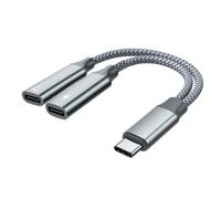USB C Splitter 15W 2-in-1 Type-C to 3.5mm Audio Cable Female Adapter with Charging for Laptop Mac,Samsung Galaxy, iPad Pro, iPhone 15 Series, More Type C Devices (Gray， 10 CM)