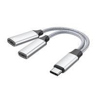 USB C Splitter 2 in 1 Type C Male to Dual USB C Female Adapter PD 60W Fast Charging Hub Power Split Multifunctional Type-C Port Compatible with Samsung/Huawei/Oppo/Sony/Nokia Phones Tablets Laptops