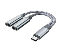 USB C Splitter 2 in 1 Type C Male to Dual USB C Female Adapter Y Splitters Data Power Extension Cable Multifunctional Compatible with iPhone 16 15 Series Laptop Mac Samsung Galaxy iPad Pro Devices
