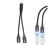 USB C Splitter 2 Port, Type C Male to Dual Type C Female Adapter, Fast Charging and Data Sync PD 10W 5V/2A, Nylon Braided USB Type C Splitter Compatible with iPhone, Laptop, Tablet and Headphones