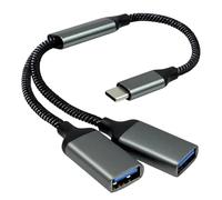 USB-C Splitter 2-Port Type-C Male to Dual USB 2.0 Female Adapter Multiple Multi Hub Compatible with Laptops, Phone, Mac, Car, PS5, Flash Drives, Keyboards, Mice, Printers, Ideal for Home & Office Grey