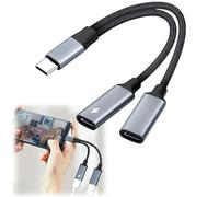 USB C Splitter 2 Port,US-B/C Splitter 1 in2 out,USB C Male to Dual Female Adapter,Dual U/SBC Headphone and Charge Type C Audio,U-SB/C Female Cord Converter,US/B-C Double Adapter for PC Phone Laptop