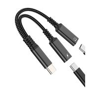 USB C Splitter (2in1) Adapter Headphone Type C Charger AUX Audio for iPhone 17 16 15 Pro Max Compatible with Samsung Jack Dual Cable Earphone Port Fast Charging Dongle Converter Connector for iPad DAC