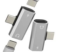 USB C Splitter (2Pack)Adapter Headphone Type C Charger for iPhone 17 16 15 Pro compatible with Samsung AUX Audio Dongle Jack Dual Adaptor Cable Earphone Port for Apple Converter for iPad Connector DAC