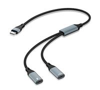 USB c Splitter, Dual USB C Headphone/USB C Data and 60W PD Charger Adapter (USB c to Dual USB c)