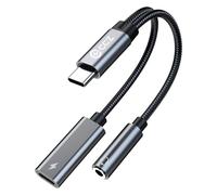 USB C Splitter for KZ ZS10 PRO, CCZ CA01 USBC Splitter 1 in 2 Out, USB C DAC to 3.5mm Headphone and Charger Adapter, Dongle Audio Cable with PD 60W Fast Charging for iPhone 16/15 Samsung Galaxy