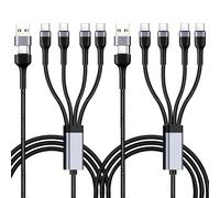 USB C Splitter Multi Charger Cable USB A/C to USB C 2A Fast Charging 1.2M 4 in 2 Braided Charging Cord with 4 Type-C Connectors for iPhone Android Samsung Galaxy Huawei Xiaomi MacBook Phones Tablets