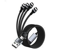 USB-C Splitter Multi-Charging Cable USB A/C to 4-in-1 Multi-Function Charging Cable with 4 Ports Dual Nylon Braided Design for Huawei, Honor, Xiaomi, and Other Type-C Devices (Black, 1.2 M)