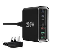 USB C Super Fast Charger Plug, 200W GaN 7-Ports Fast Charging Station Hub Mutil Wall Plug with PD 65W Laptop Charger+18W QC Power Desktop Charger for iPhone Air/17/16/15/14, MacBook, iPads, Samsung