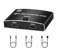 USB C Switch, Bi-Directional USB C Switcher 2 Computers, USB Type C KVM Switch 8K@60Hz 4K@120Hz Video/ 48Gbps Data Transfer, Compatible with Thunderbolt Device,2X USB-C Cables Included