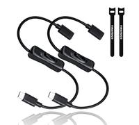 USB C Switch Extension Cable, USB2.0 Type-C Male to Female Extension Cord with ON/Off Switch Power Charger Support Data Transfer for Type-C Interface Devices, Mobile Phones, PC Laptop (2 Pack, Black)