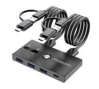 USB C Switch, USB Switch 2 Computers Sharing USB C and A Devices, 4 Port USB Switch for Keyboard and Mouse Sharing, USB Printer/Scanner Hub Switch with 2 Cables