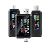 USB C Tester, 10 in Digital Power Meter for Voltage Current Capacity, Fast Charge Protocol Detector for Phone Charger Cable Battery, Black