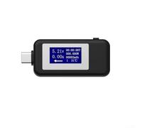 USB-C Tester Digital Display for Voltage Current Power Capacity and Temperature with Timer Overcharge Protection Compatible with Multiple Devices (Black)