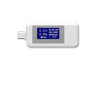 USB-C Tester Digital Display for Voltage Current Power Capacity and Temperature with Timer Overcharge Protection Compatible with Multiple Devices (White)