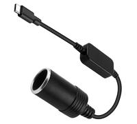 USB C to 12V 18W Cigarette Lighter Adapter, 0.3m Male to Female Socket Power Converter Cable for Dash Cam Radar Detector GPS Car LED Lights