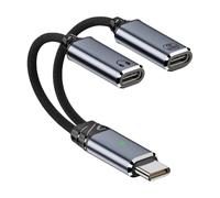 USB C to 2-Port USB C Adapter Cable Wire Conversion Line for Headphone HiFi Sound PD100W Fast Charging Cord