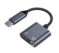 USB C to 3.5mm Adapter - 12cm Headphone Dongle Connector Converter, Type C Cable Fast Charging, Hi Fi Stereo Sound Connector | 2 in 1 Pa Charging Splitter Cable