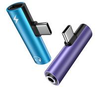 USB C to 3.5mm Audio Aux Adapter and Fast Charger for iPhone 17 Pro Max Air 16e 16 15 Pro Max Plus, 2 Pack 2-in-1 Type C to 3.5mm Headphone Audio Adapter + USB C Fast Charging for Samsung A17 A16 A36