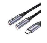 USB C to 3.5mm Aux Audio Headphone Splitter, VENTION USB C Splitter 2 Port Compatible with iPhone 15 Pro Max/15 Pro/15 Plus, Samsung Galaxy S24/23/22, MP3 Player, Speaker (0.3M/0.98ft)