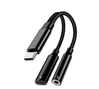 USB C to 3.5mm Headphone Adapter and Charger, For Oppo A40 / A80 / A38 / A78 5G USB Type C to Aux Audio Jack Charging Stereo Earphones Power Aux Cable