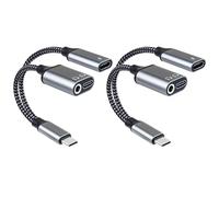 USB-C to 3.5mm headphone adapter, supports 60W PD fast charging, 3-in-1 Type-C to AUX, Type-C audio interface and USB-C charging, Hi-Fi DAC sound quality, compatible with iPhone 15, etc. - 2-pack.