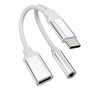 USB-C to 3.5mm Headphone Dongle Adapter (2in1) Type C Charger Jack Splitter Audio Charging Cable DAC Aux Cord compatible for Samsung Galaxy for Apple for iPhone15 Pro Max Plus for iPad Pro Air Mini