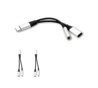 USB-C to 3.5mm Headphone Jack & Charger Splitter - 2-in-1 Audio and Charging Adapter - 13.5cm Cable - USB Type-C Aux Dongle for Dell XPS 13 / XPS 15, for HP Spectre x360 / Envy SILVER (2 Pack)