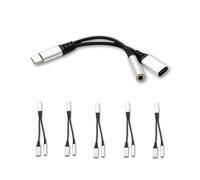 USB-C to 3.5mm Headphone Jack & Charger Splitter - 2-in-1 Audio and Charging Adapter - 13.5cm Cable - USB Type-C Aux Dongle for Dell XPS 13 / XPS 15, for HP Spectre x360 / Envy SILVER (5 Pack)