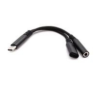 USB-C to 3.5mm Headphone Jack & Charger Splitter - 2-in-1 Audio and Charging Adapter - 13.5cm Cable - USB Type-C Aux Dongle for Dell XPS 13 / XPS 15, for HP Spectre x360 / Envy BLACK